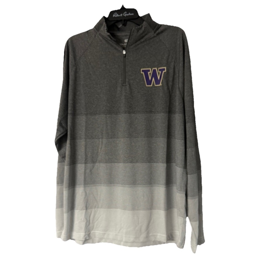 NWT Colosseum Washington Huskies Mens Long Sleeve 1/4 Zip Pullover Shirt Large